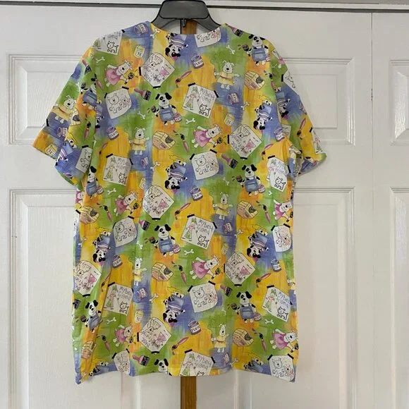 Peaches Uniforms Dog "My Best Friend" Print Scrub Top - Sz Large - Picture 3 of 4